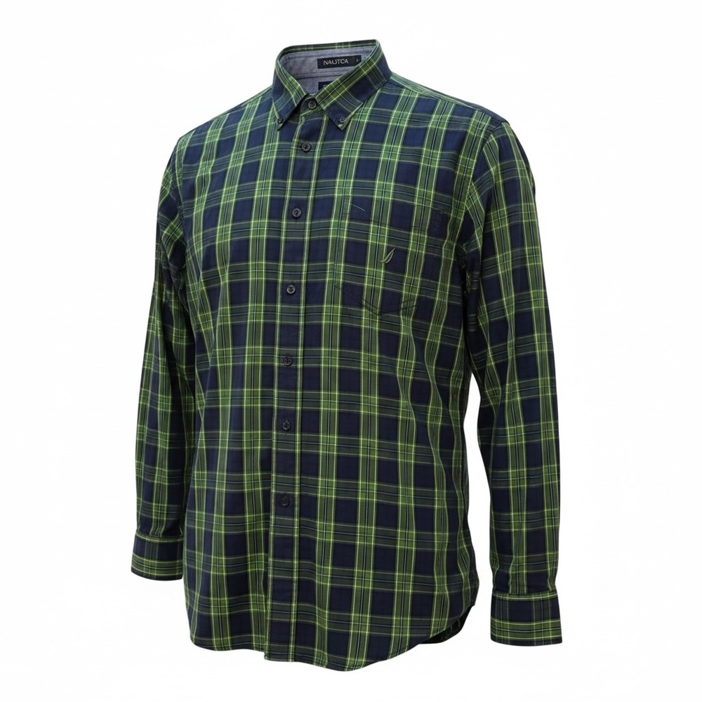 Nautica Men's Green Plaid Button Down Casual Shirt XL